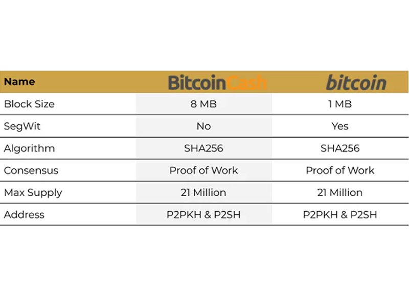 Phân biệt giữa đồng BCH - Bitcoin Cash và Bitcoin