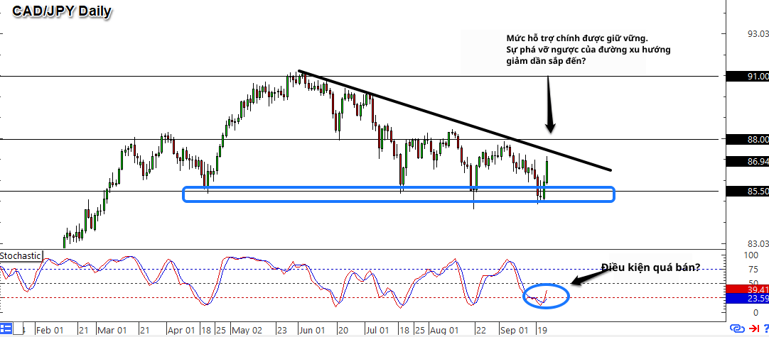 Biểu đồ Forex khung thời gian hàng ngày CAD/JPY