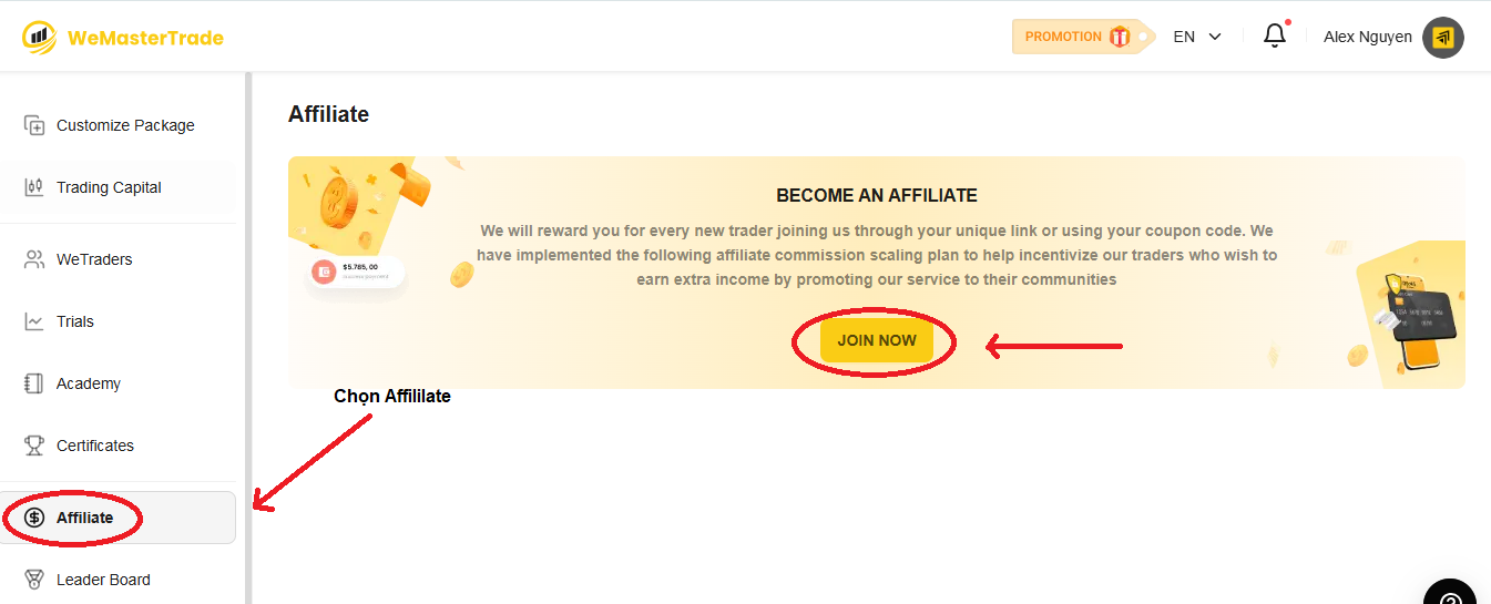Đăng ký Affiliate Partner trên WeCopyTrade