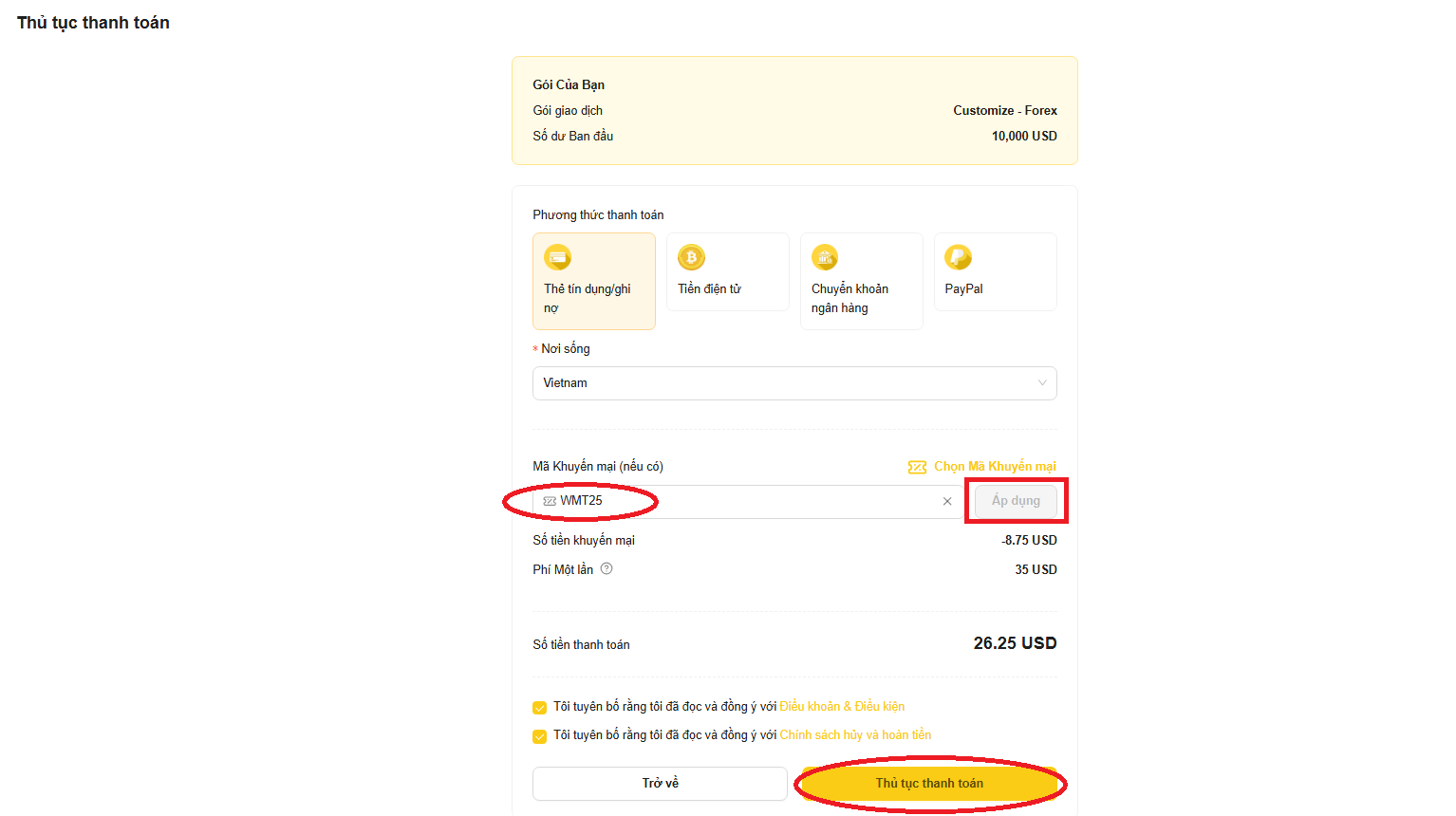 Nhập mã Discount Code