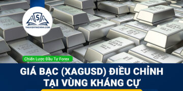 Giá bạc (XAGUSD) điều chỉnh tại vùng kháng cự tam giác
