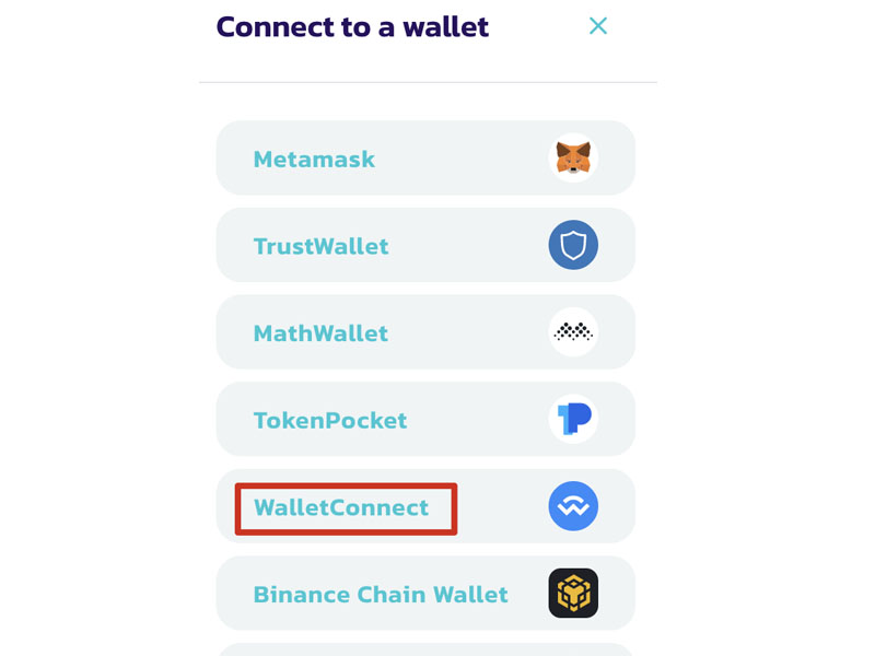 Chọn vào WalletConnect